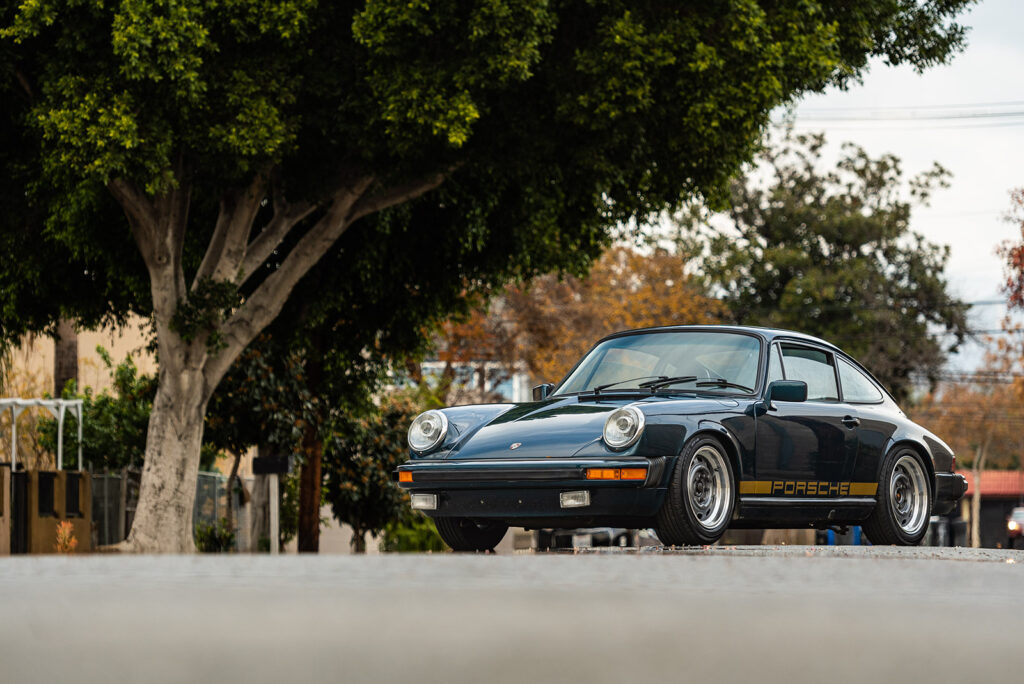 Black Porsche on street 