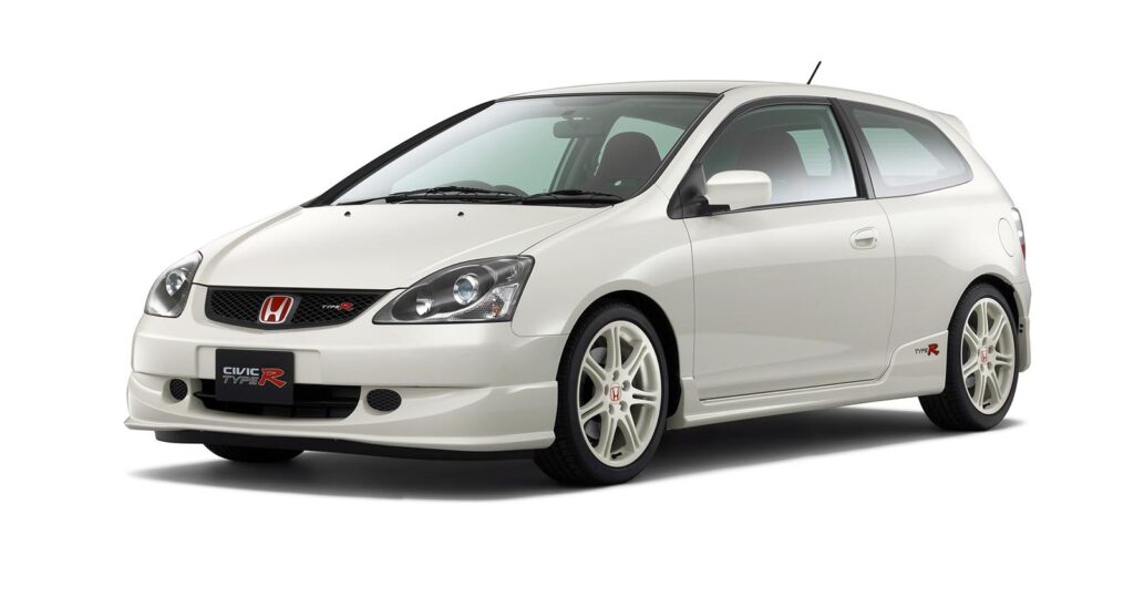white civic type R on white background
