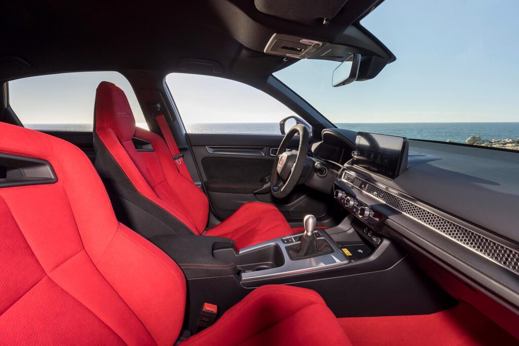 interior shot of civic red seats