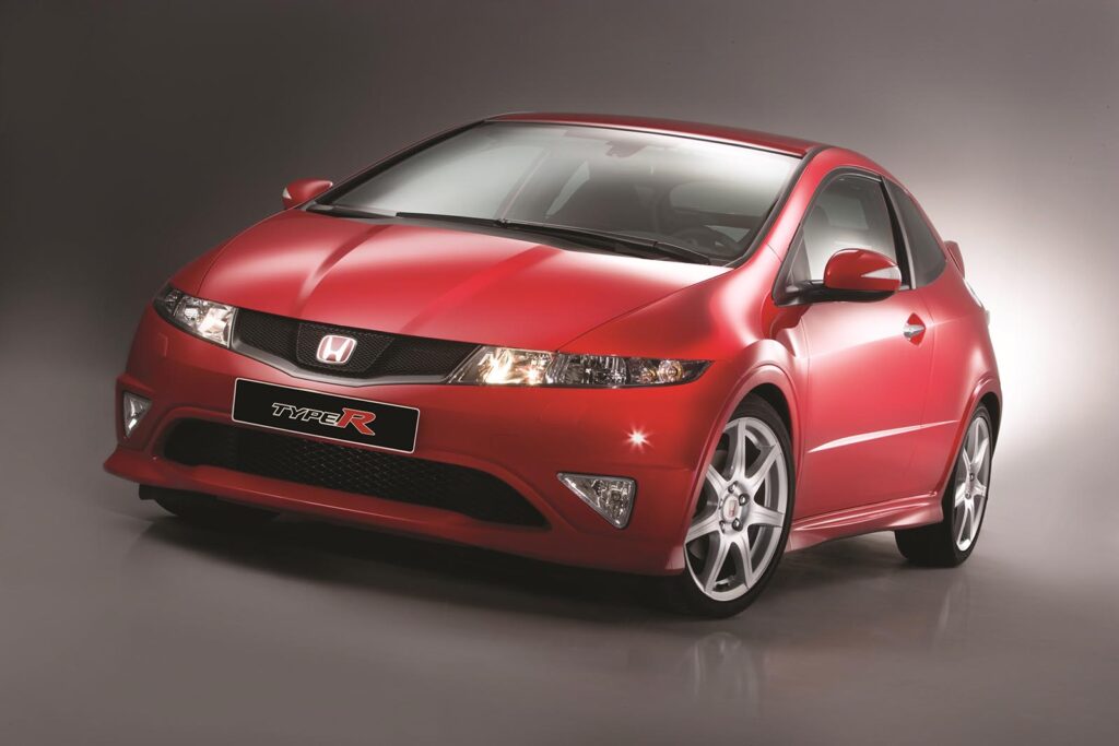 red honda civic type r on grey background