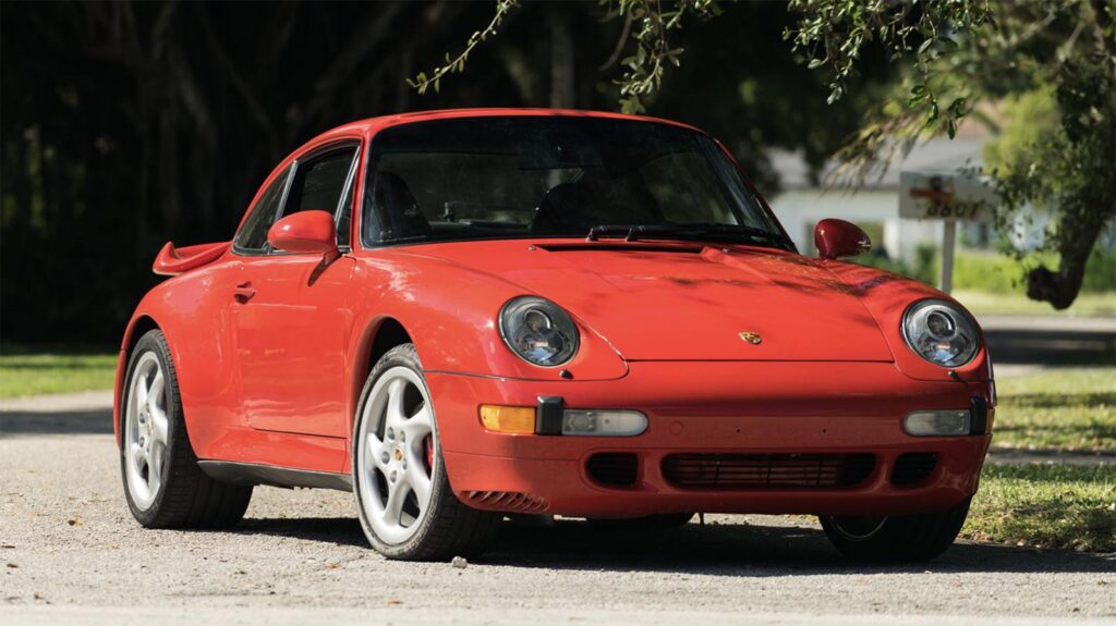 Red Porsche 993 Turbo parked