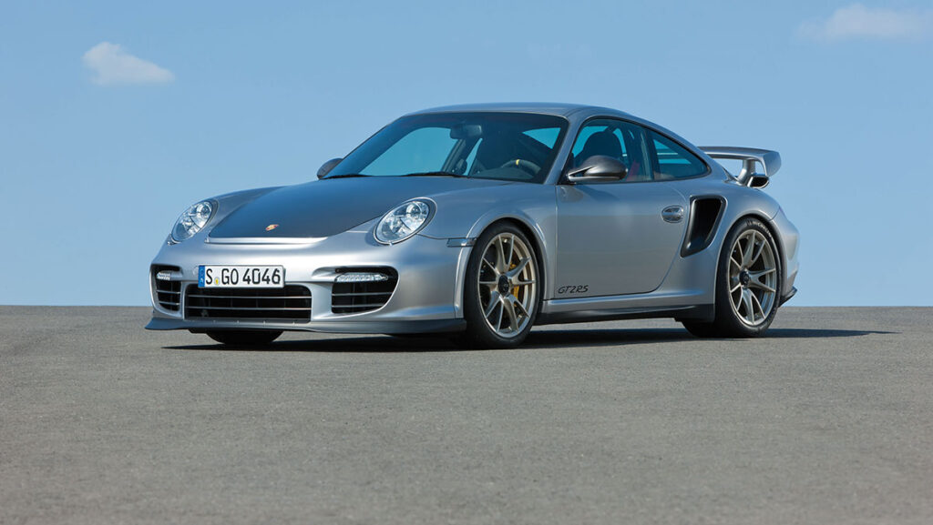 silver 911 997 on road