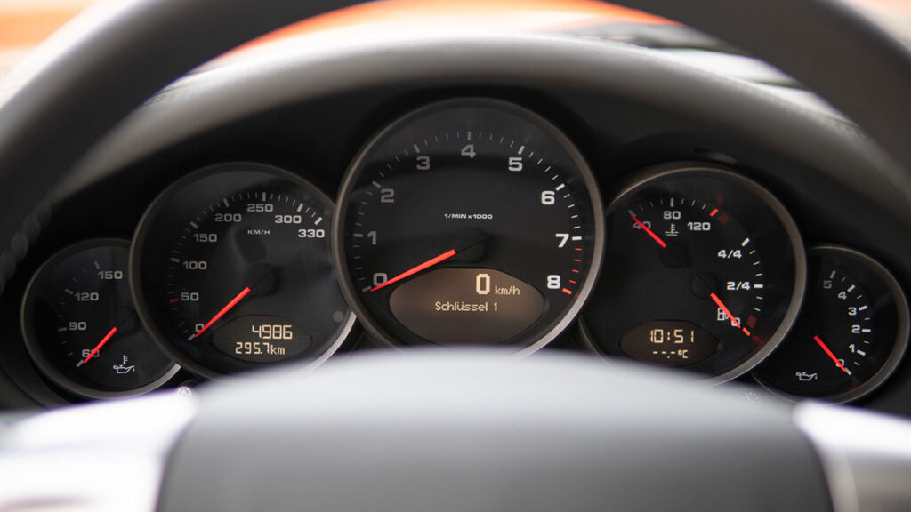 closeup of porsche dashboard
