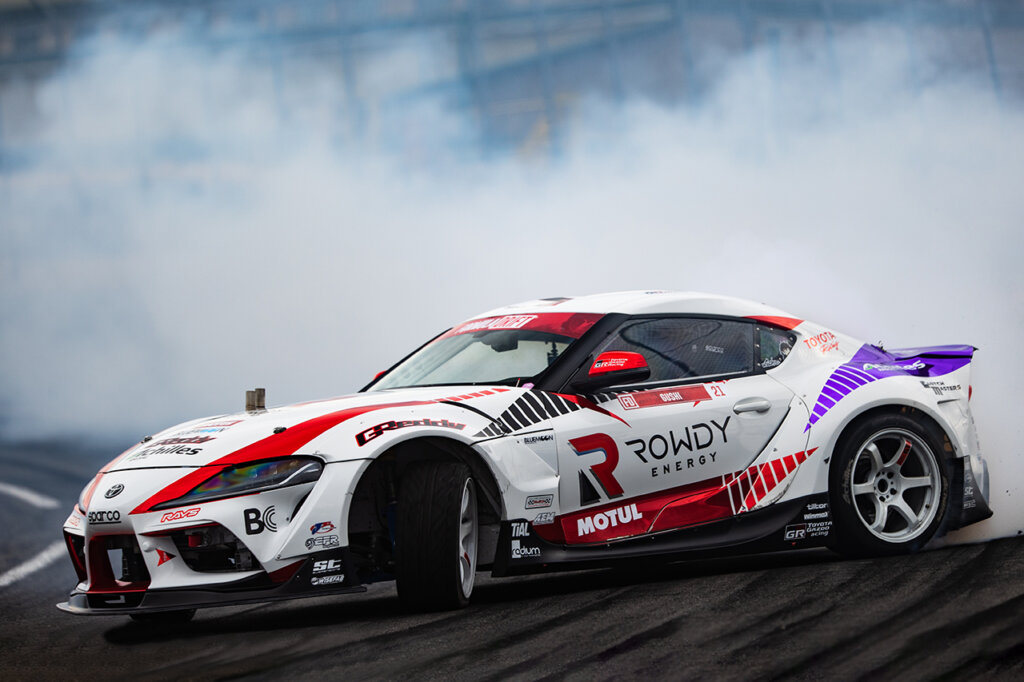 A90 toyota supra drifting on racetrack