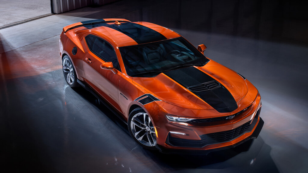 Orange 2023 chevy camaro SS