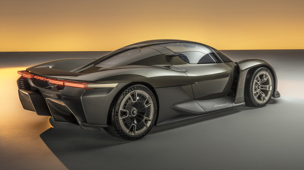 rear of rocket metallic porsche mission x concept car