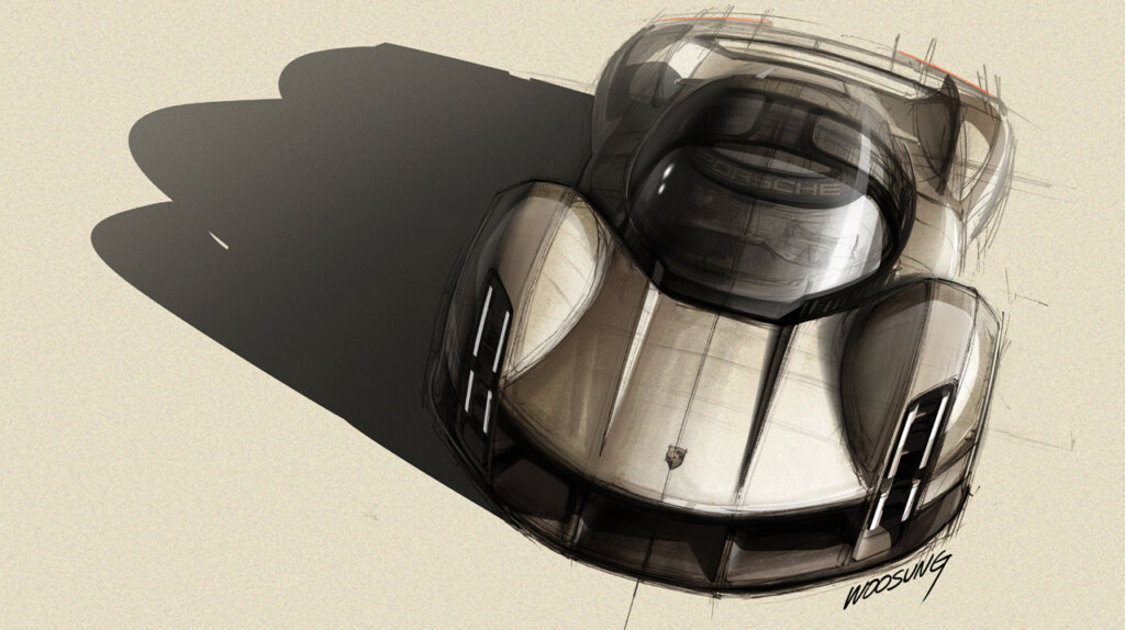 concept art for the porsche mission x supercar