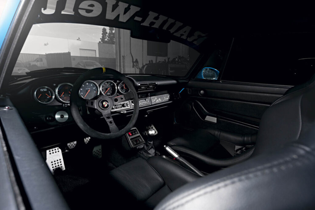 black interior of a rwb porsche