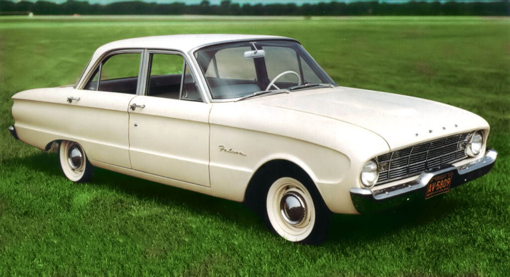 1960 white 4-door sedan ford falcon