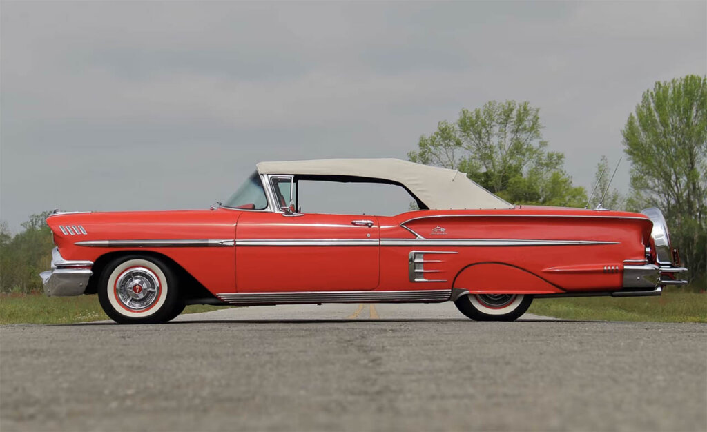 red orange chevy impala convertible