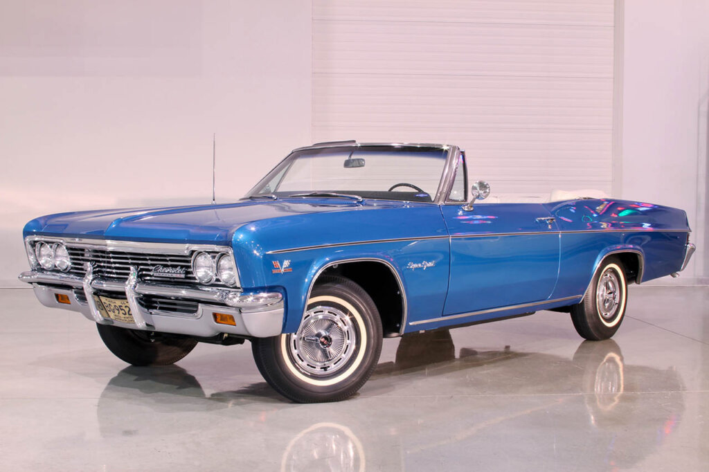 blue 1966 Chevrolet Impala SS Convertible