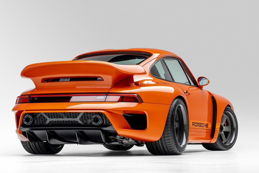 rear shot of Porsche restoration and restomod Gunther Werks 911 Project Tornado