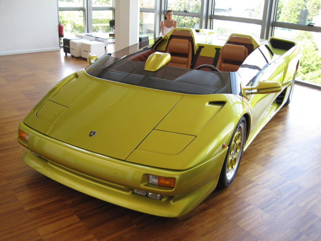 yellow lamborghini roadster concept car