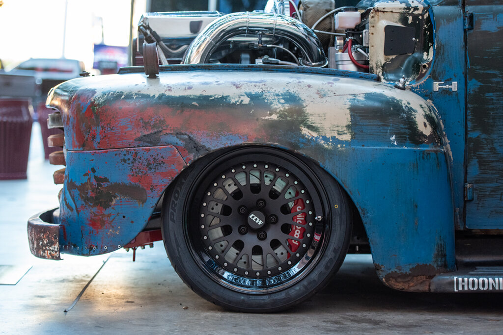 Blue Hotrod Truck on a set of black forged CCW LM20's