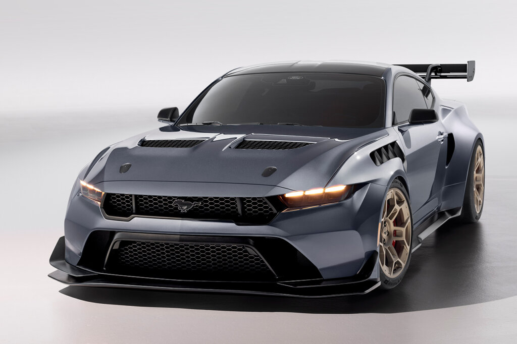 2025 Grey car on solid white background and on concrete floor