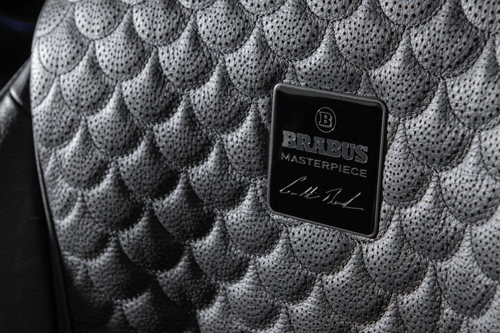 Brabus badge stitching on black seat