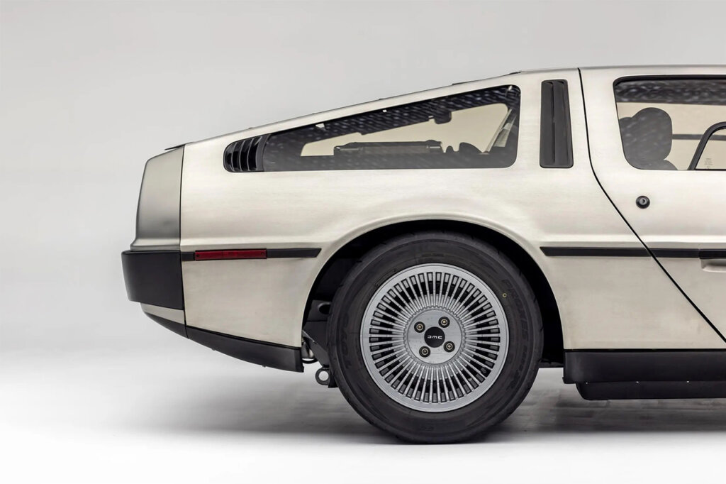 Rear shot of the wheel of a car