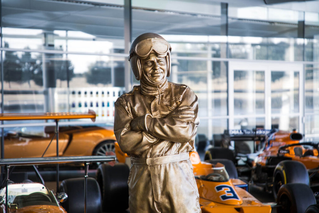 a statue of bruce mclaren