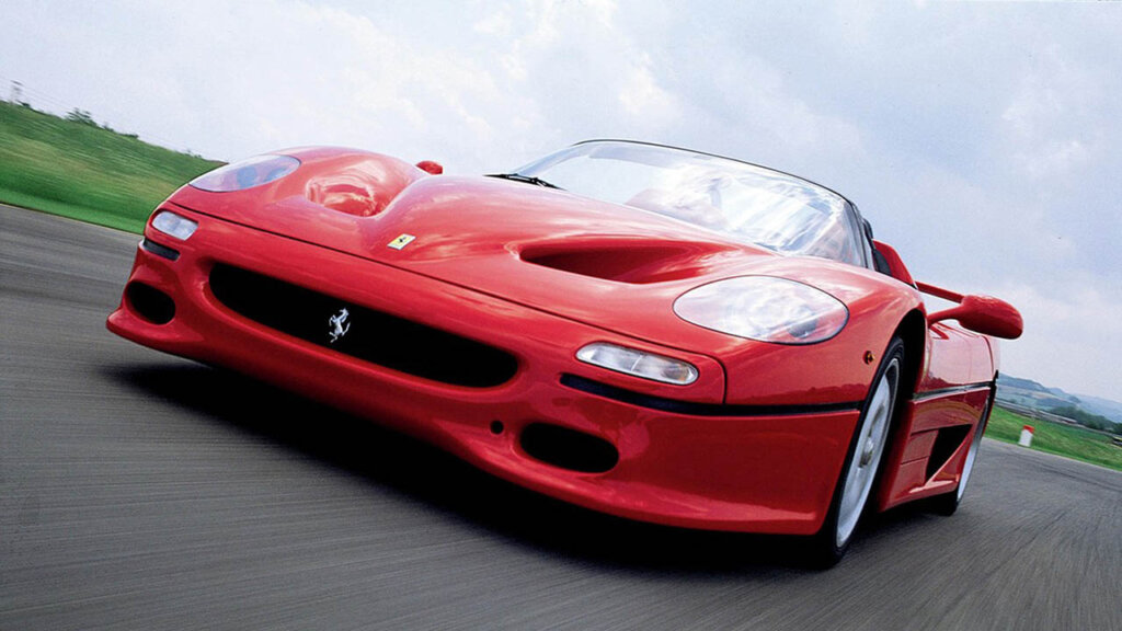 red f50 on asphalt