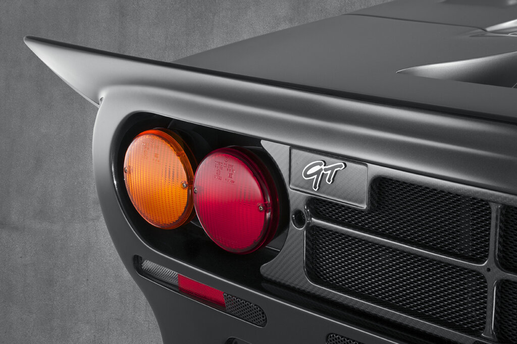 rear end detail of the Long Tail McLaren taillights and GT badge