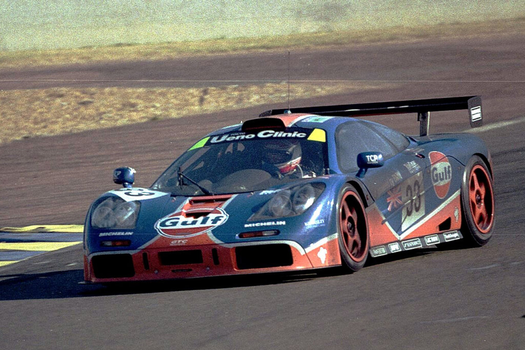 McLaren F1 driving on a racetrack during 24hrs Le Mans