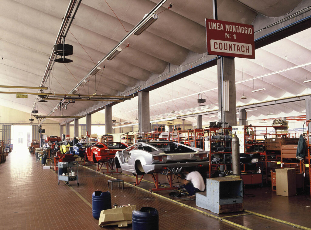an assemby line of countach being built