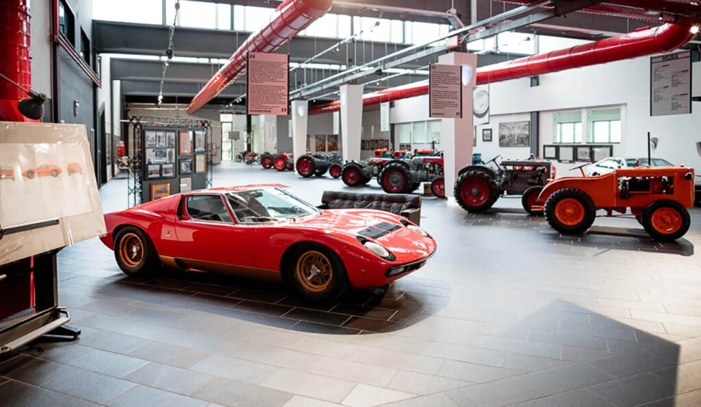 red lambo muira in a museum