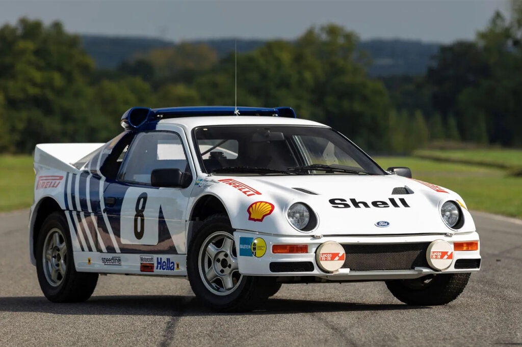 White Ford RS200 with trees in the background