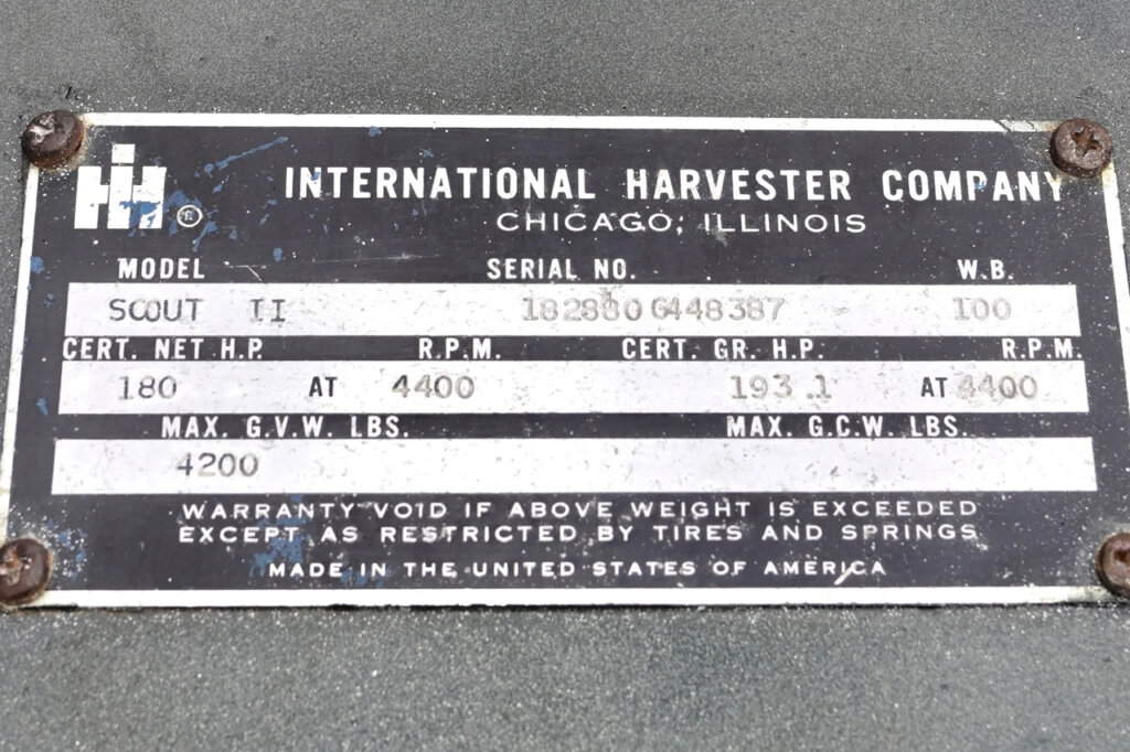 International Harvester Scout II vehicle information