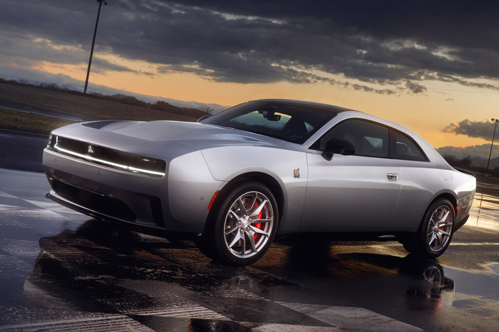 Silver Charger on racetrack next to checker board pattern
