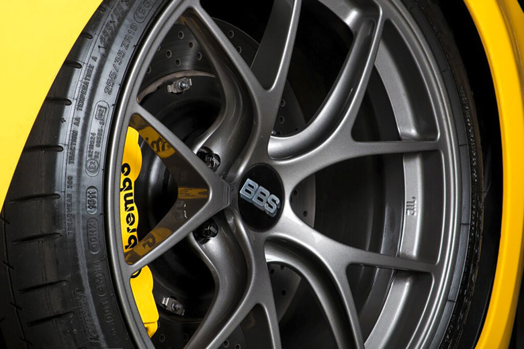 BBS wheel closeup on a yellow car