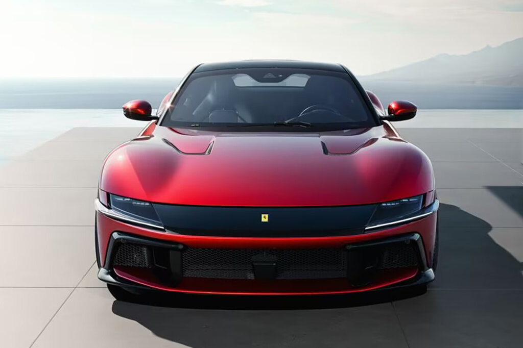 Front end of the Ferrari 12Cilindri with sky in background
