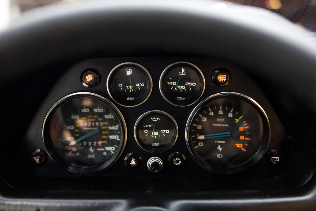 analog speedometer for a Ferrari sports car