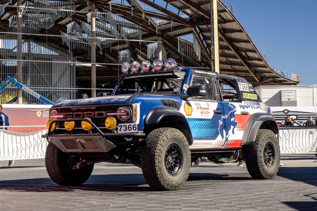 blue ford bronco raptor at sema 2024