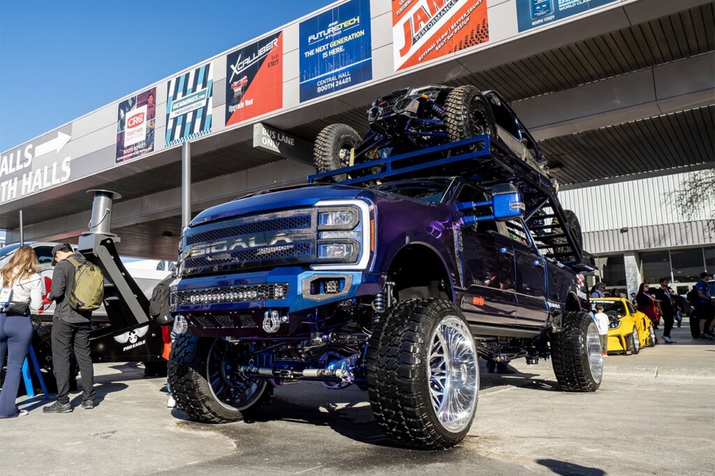 blue purple color shifting ford f-250 brodozer