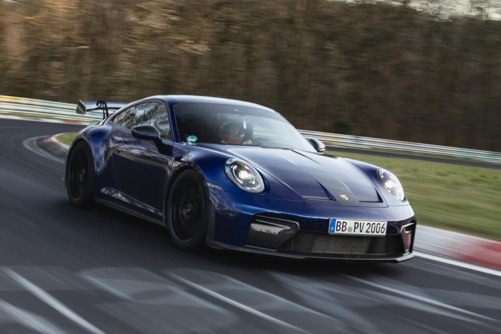Blue porsche 911 gt3 at Nürburgring