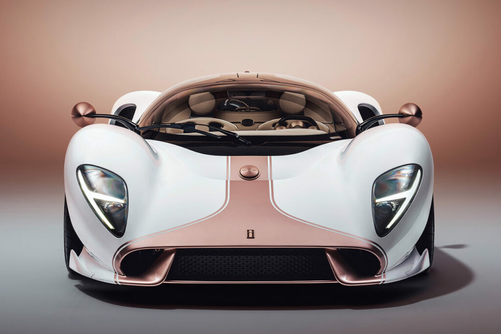 front view of White bronze De Tomaso P72 production version