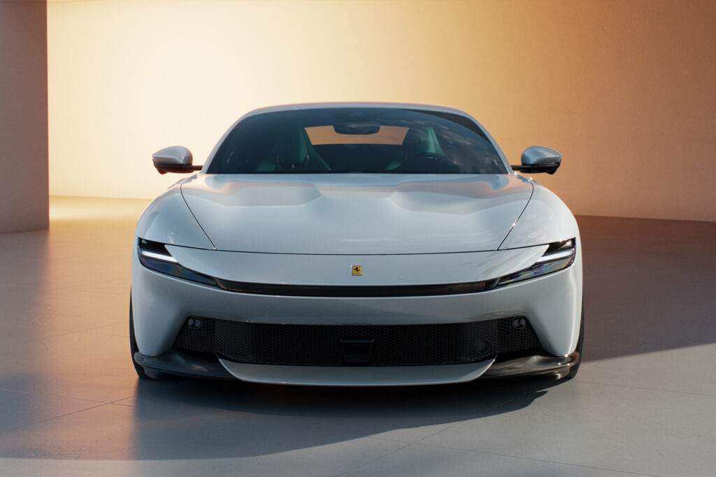 front of white ferrari amalfi