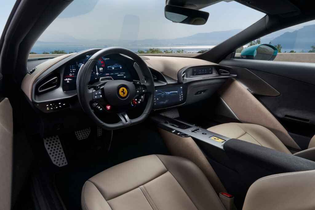interior of white ferrari amalfi