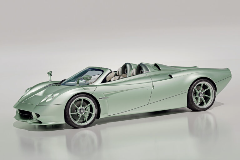 green pagani huayra codalunga speedster top down