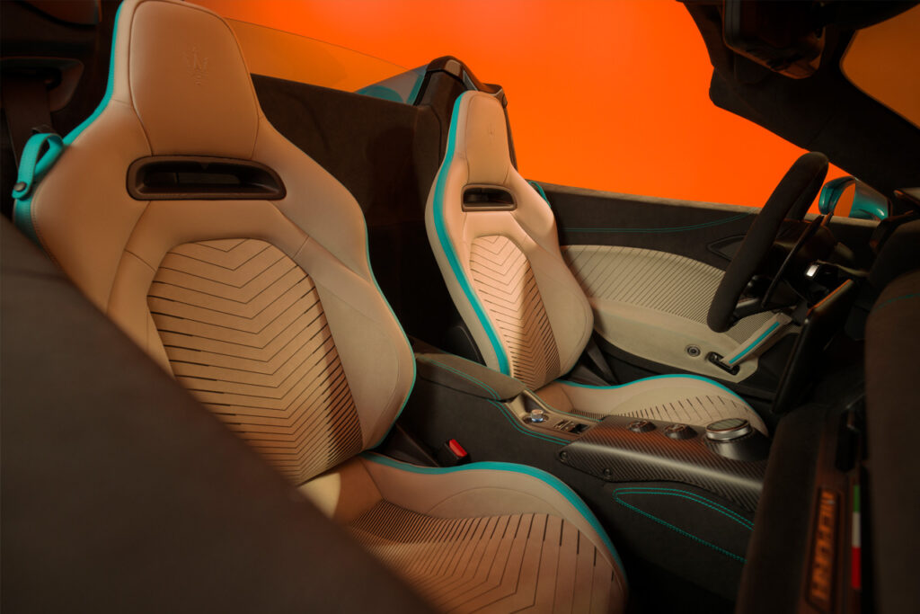 interior of Green maserati mcpura cielo
