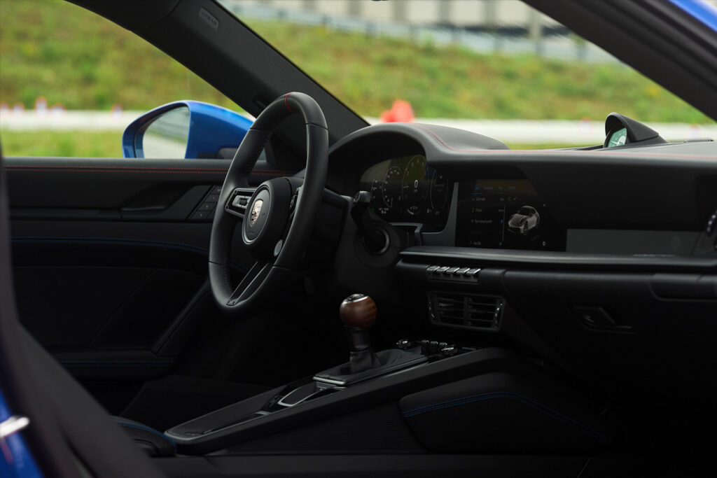 interior of Blue Porsche 911 Carrera T Club Coupe