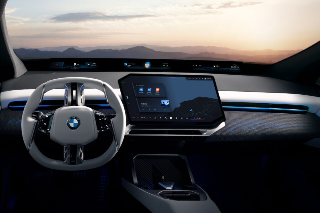 interior of blue bmw ix3