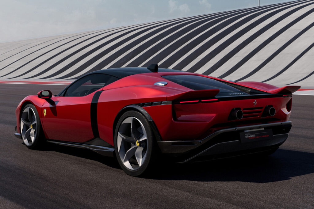 rear of red ferrari 849 testarossa