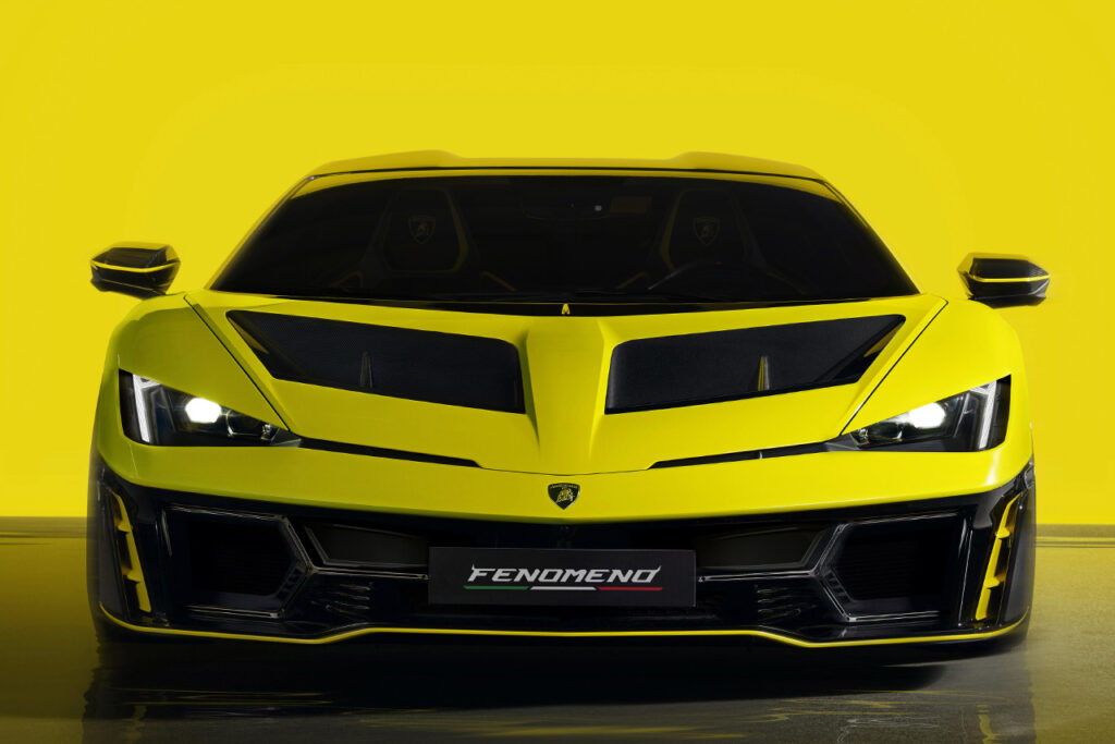 front of yellow Lamborghini fenomeno