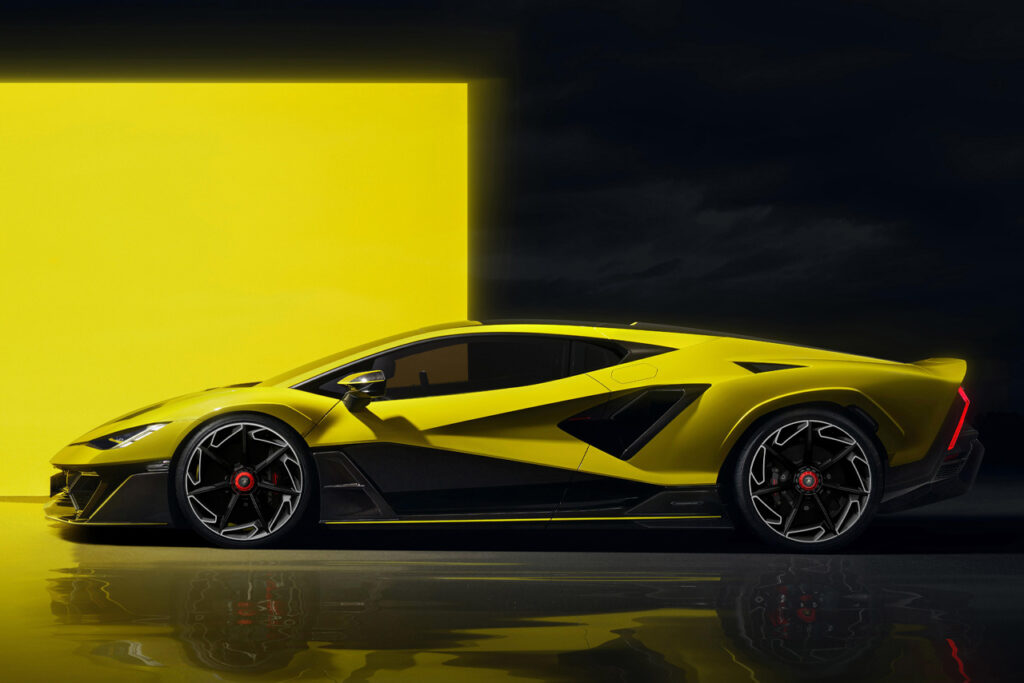 side view of yellow Lamborghini fenomeno