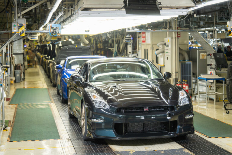 midnight purple nissan r35 gt-r in assembly line