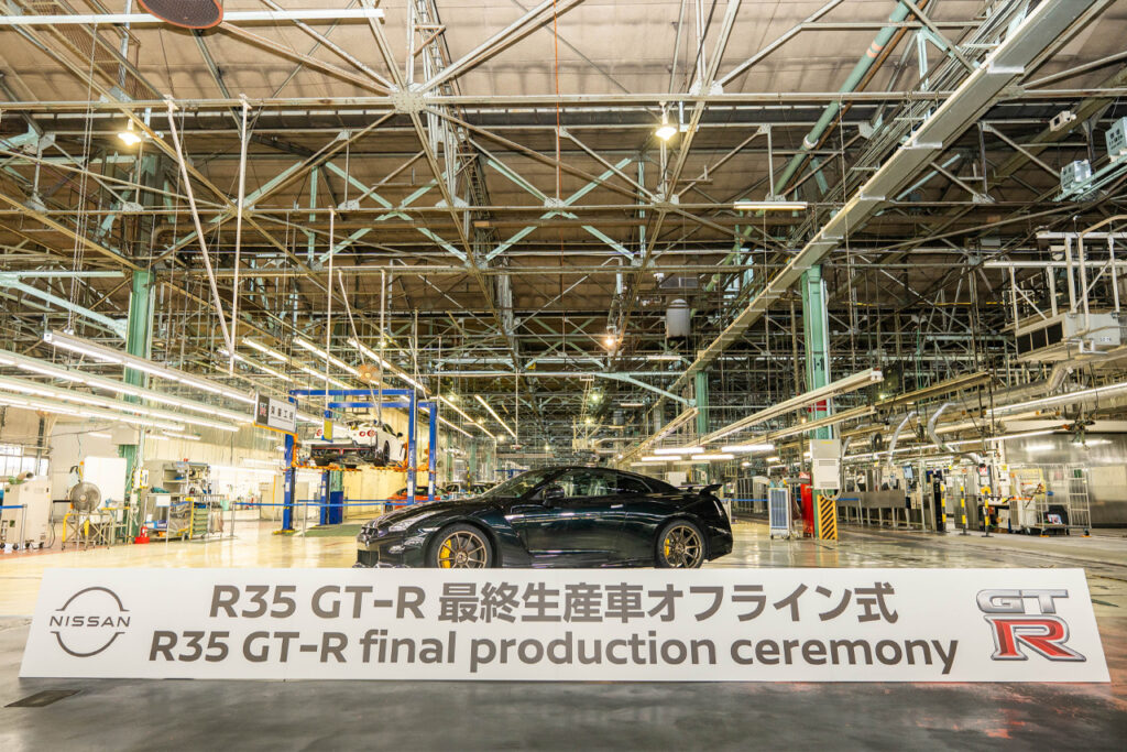 final midnight purple nissan r35 gt-r at assembly plant