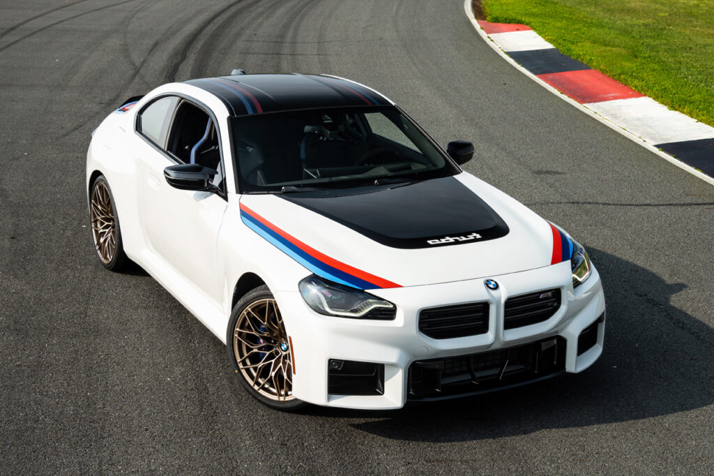 White BMW M2 Turbo Design Edition on a race track