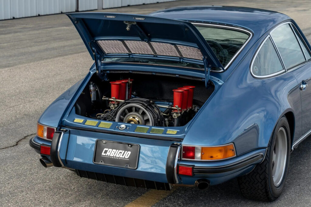 RUF modified engine of blue 1971 porsche 911S Coupe owned by Jerry Seinfeld
